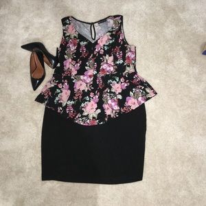 Plus floral peplum dress